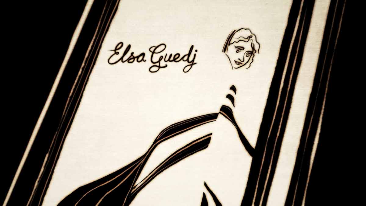 Actress Elsa Guedj in Tallit through doorway